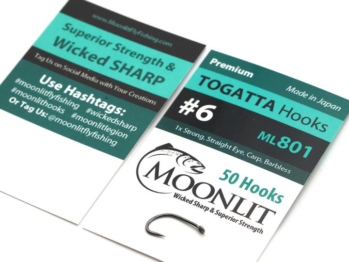 Moonlit TOGATTA ML801 Premium Barbless Hook (50 pack)