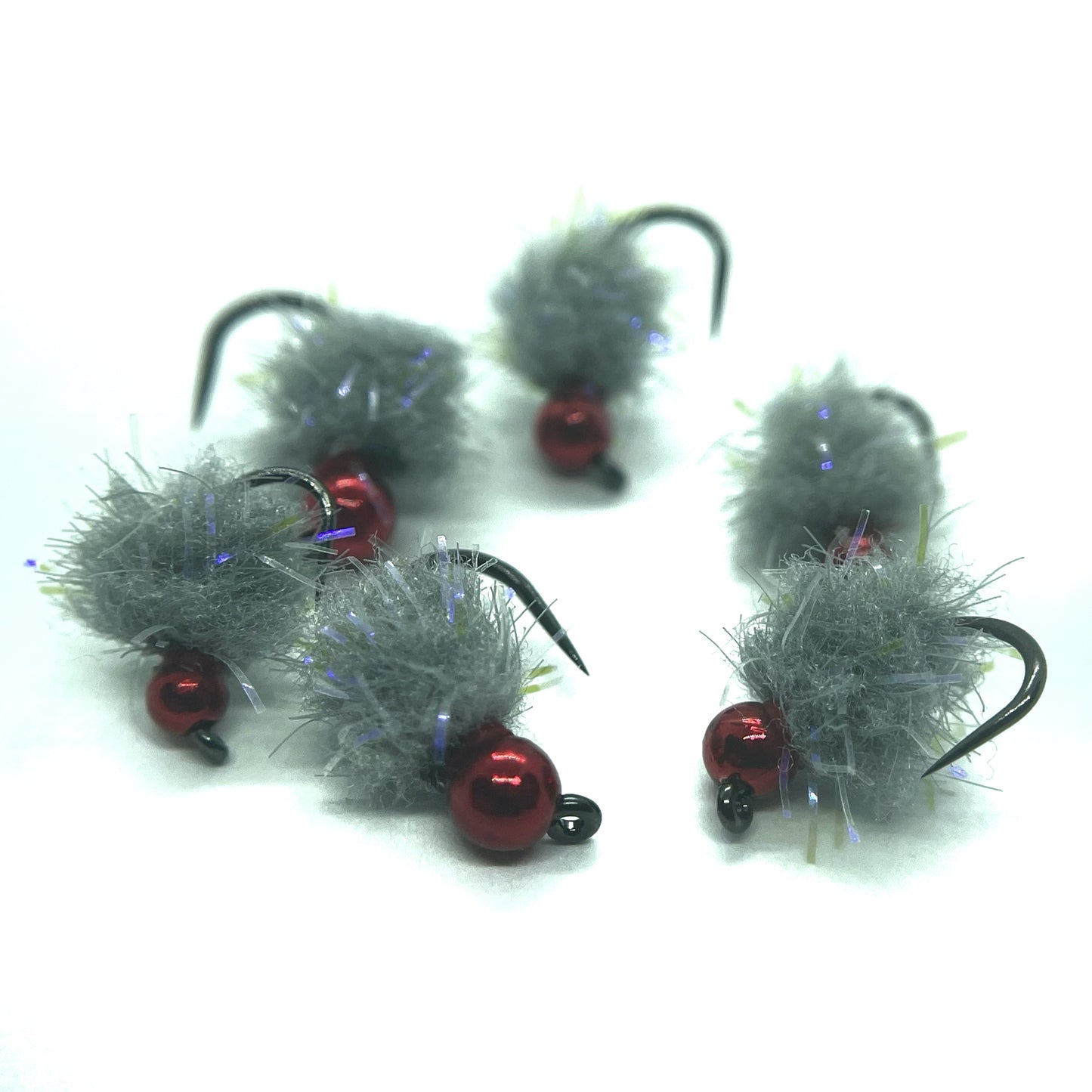 Lightning Drop - NOT's EggStatic Eggs - Beluga Light Grey / Metallic Red bead